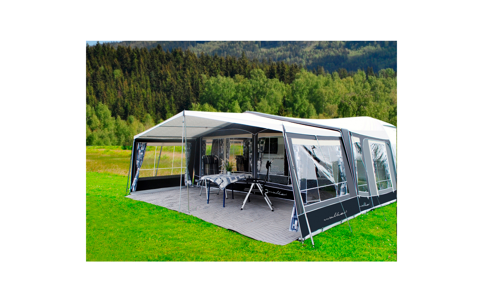 Walker Vorzelt Atrium-300 Anthrazit Glasfiber MAX 825 Umlaufmaß 810-840 cm