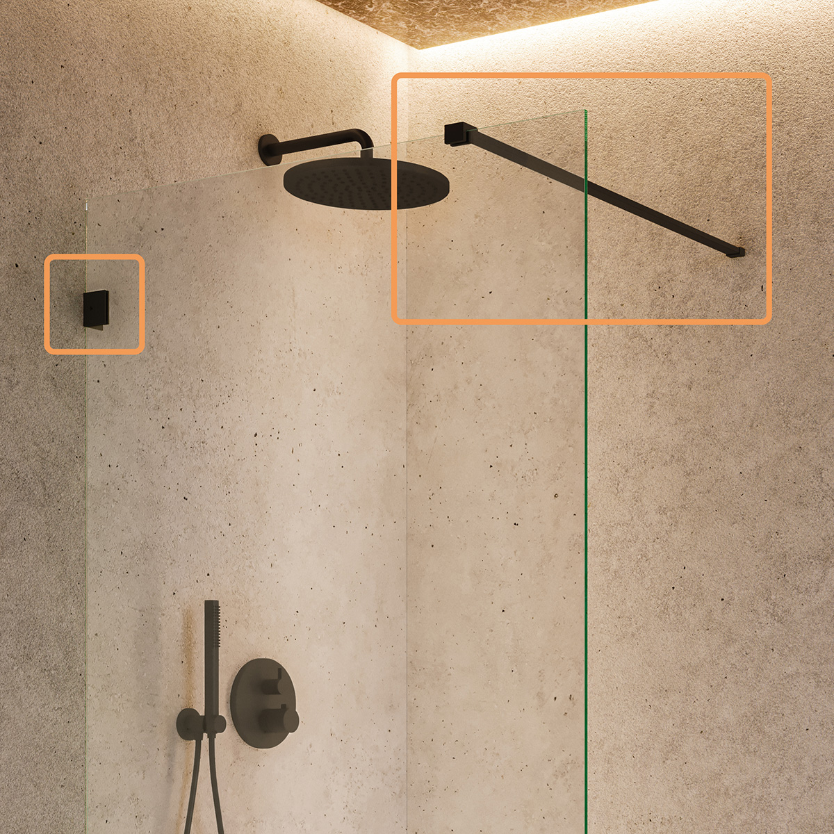 Saniclear Modern klemmen   stabilisatiestang 100cm zwart mat