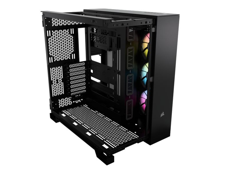 Corsair PC-Gehäuse 6500X RGB Schwarz Mid-Tower PC-Case mit Zwei-Kammer-Design, herausragendem Luftstrom und vorinstallierten RGB-Lüftern