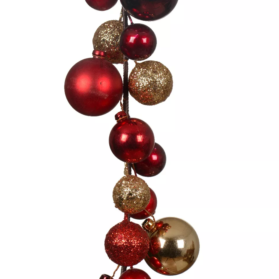 Guirlande de Noël (180 cm) Boules de Noël Rouge et or