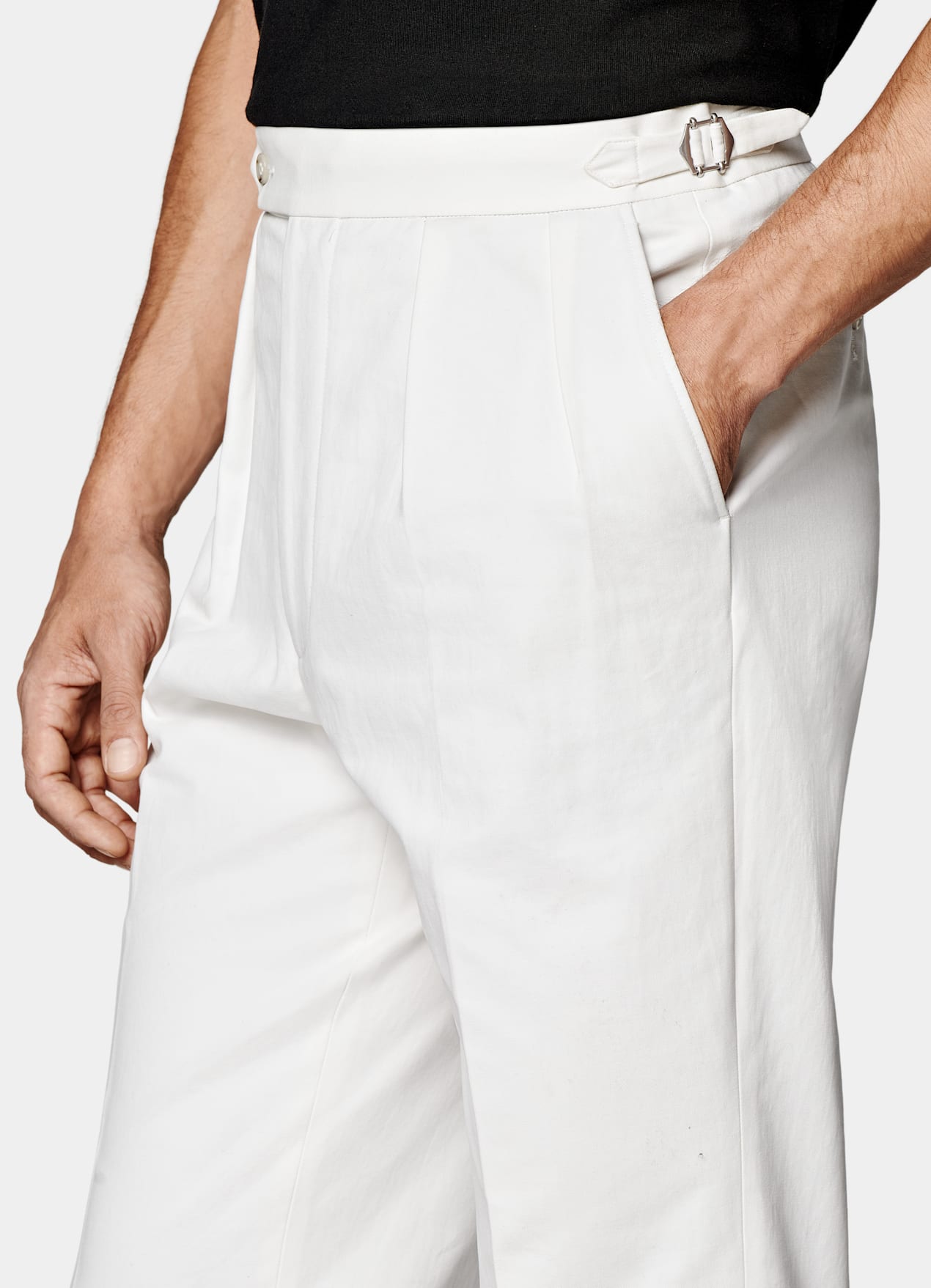 Pantalon Wide Leg Tapered blanc cassé