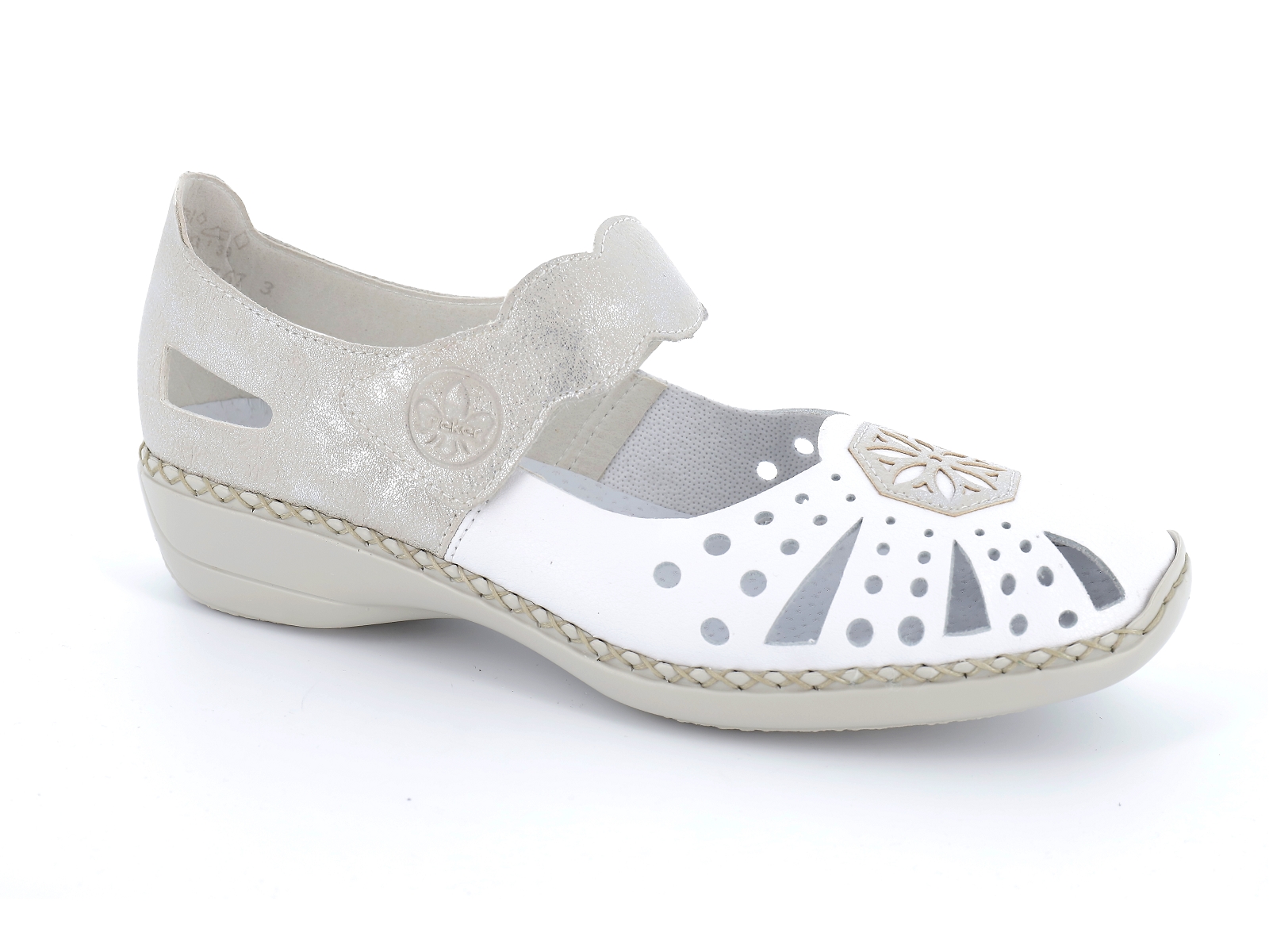 Rieker-41368 Cuir Blanc Argent