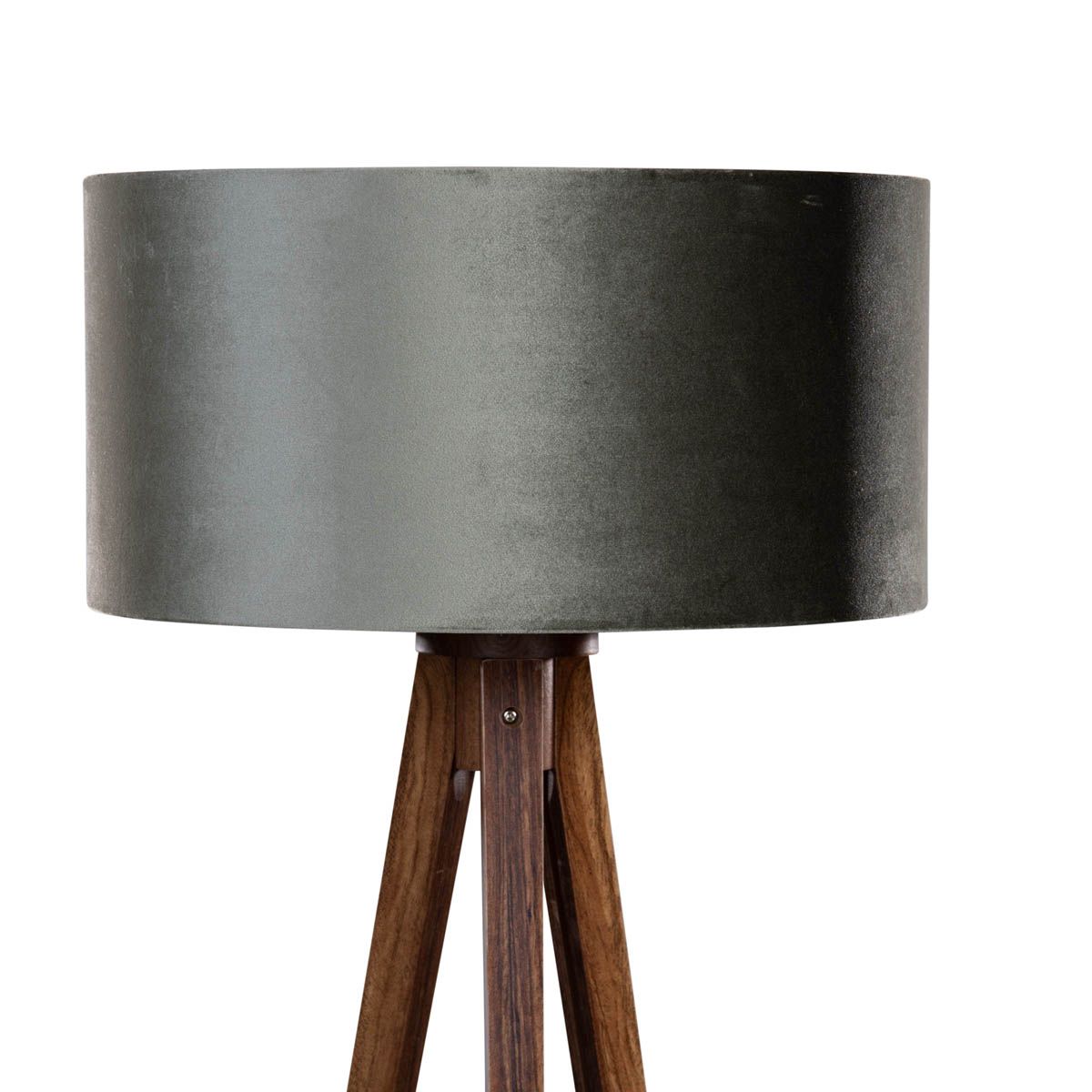 Vloerlamp tripod walnoot hout met velours kap groen 50cm - Tripod Classic