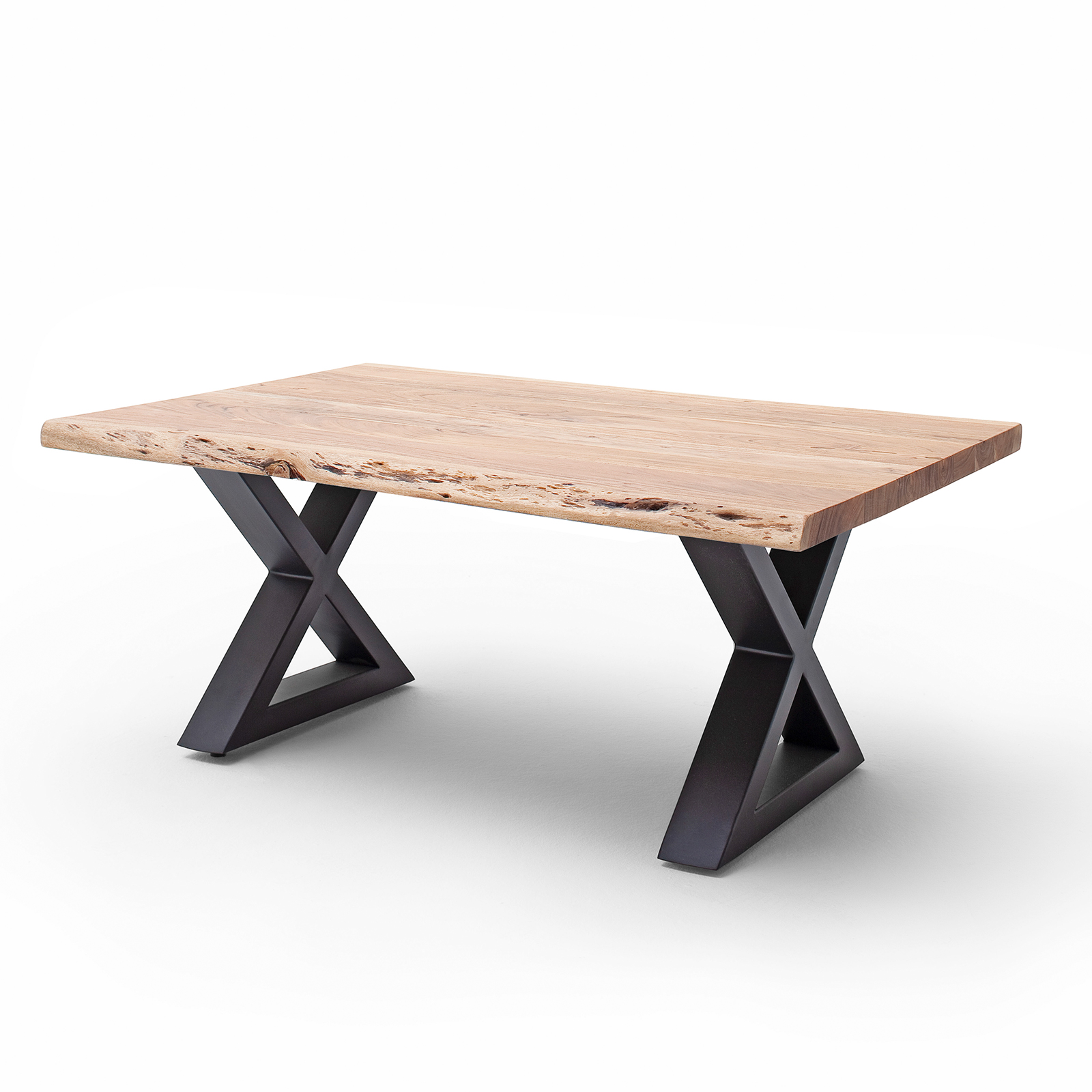 Couchtisch CARTAGENA - Akazie natur-anthrazit - X-Gestell - 110x70 cm