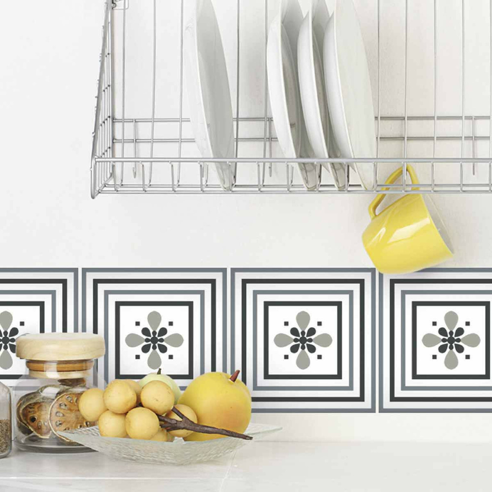Stickers carrelage 15 x 15 cm - fleur de lys graphique
