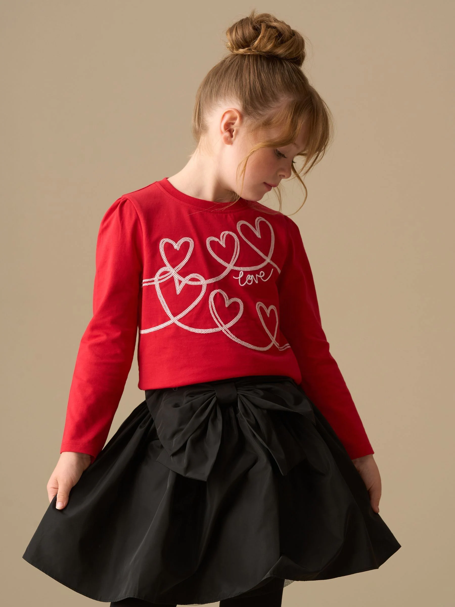 Angel & Rocket Noelle Sequin Heart Long Sleeve Top