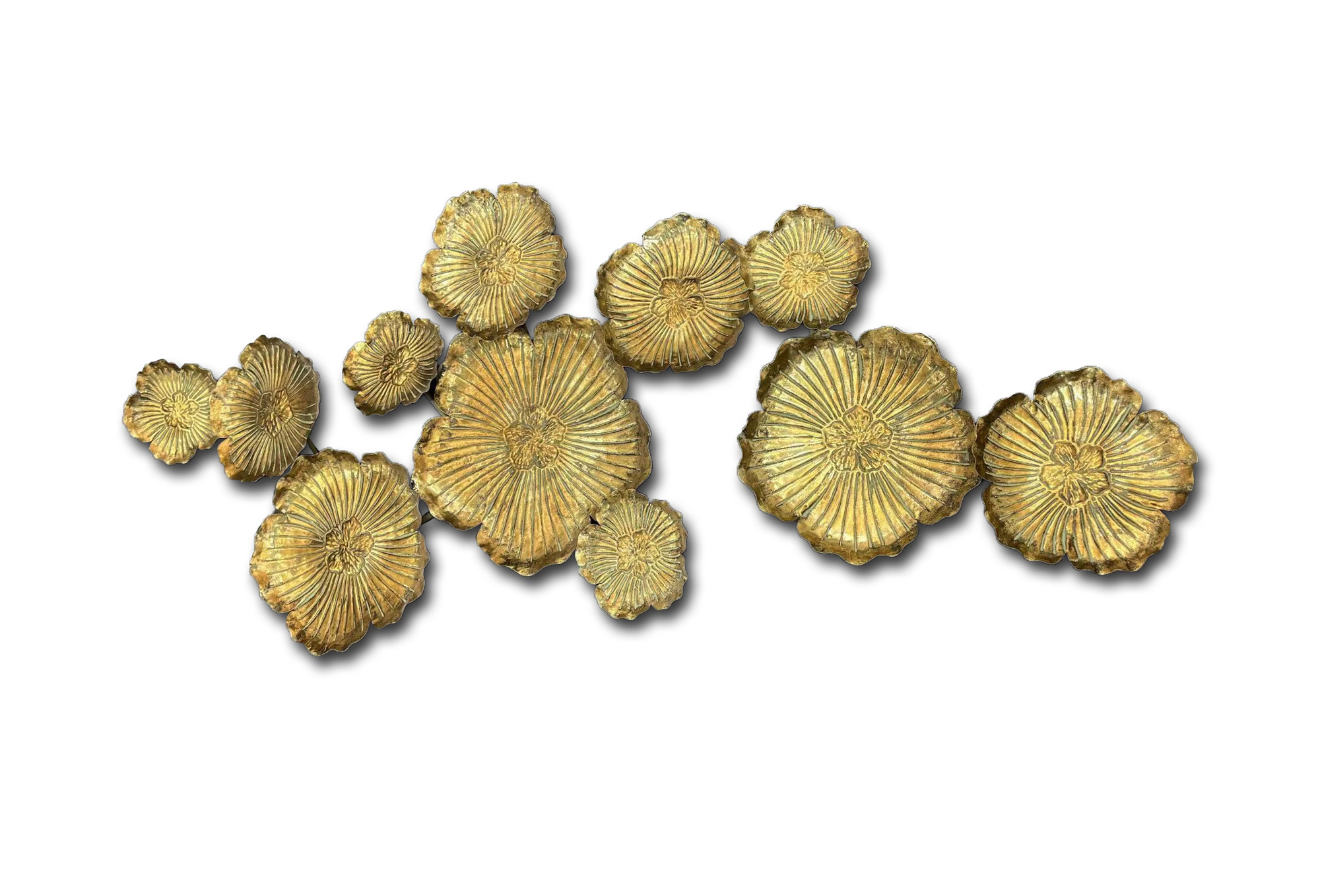 Wandornament 'Flowers' aus Metall, gold, B 72 cm, H 17 cm, T 8,5 cm von fischer's lagerhaus