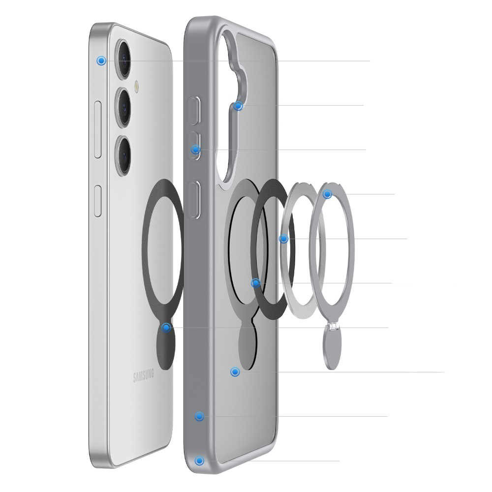 Samsung Galaxy S25  Plus Hybrid Hardcase Hülle   TPU Bumper   Kickstand Aufsteller MagSafe-Modul - Grau