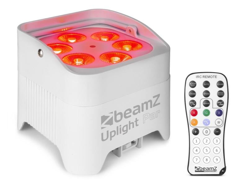 BeamZ Bodenstrahler BBP96SW Uplight Par Weiss Akkubetriebener LED-Bodenstrahler 6x 12W