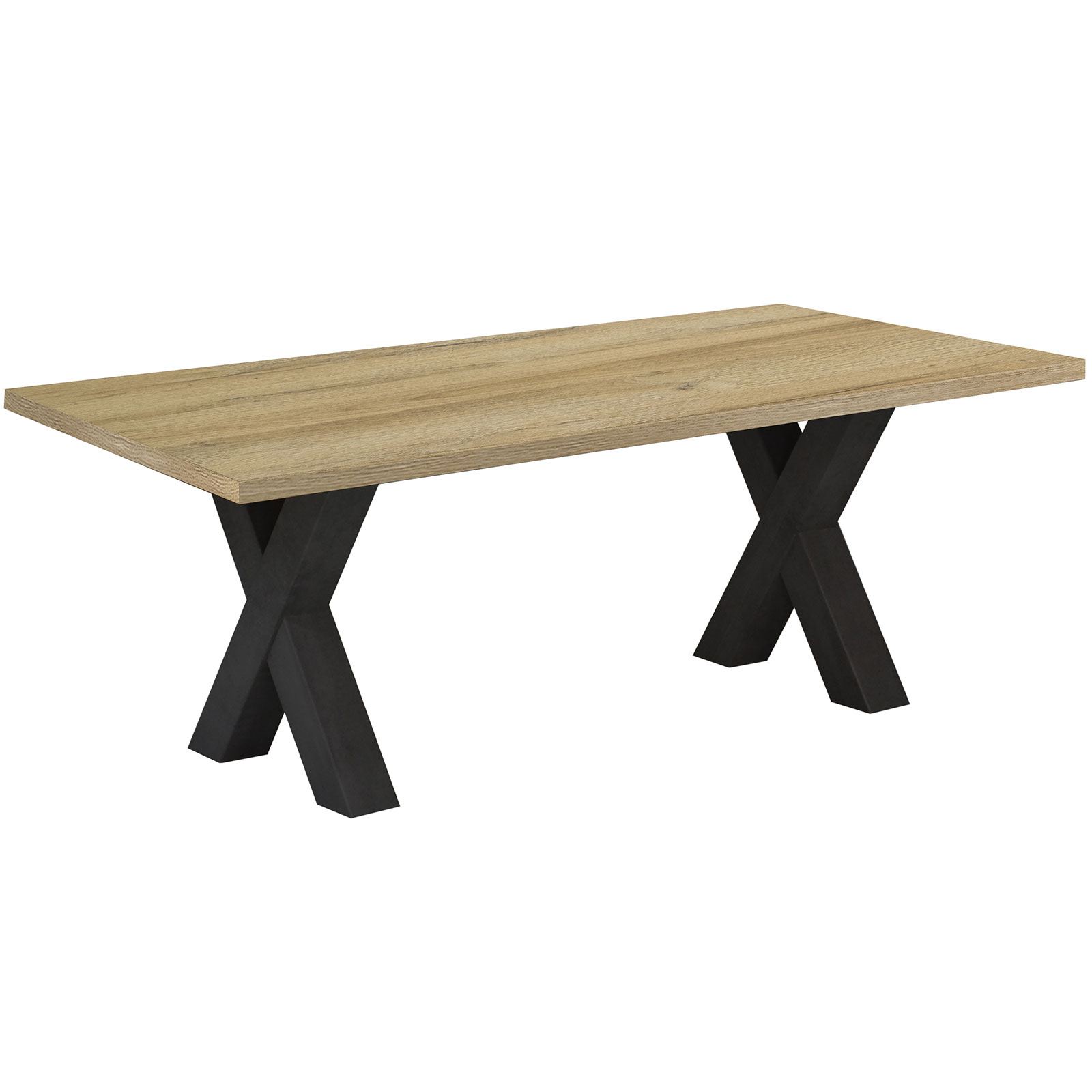 Couchtisch - Schwarzstahl-Grandson Oak - X-Gestell - 120x70 cm
