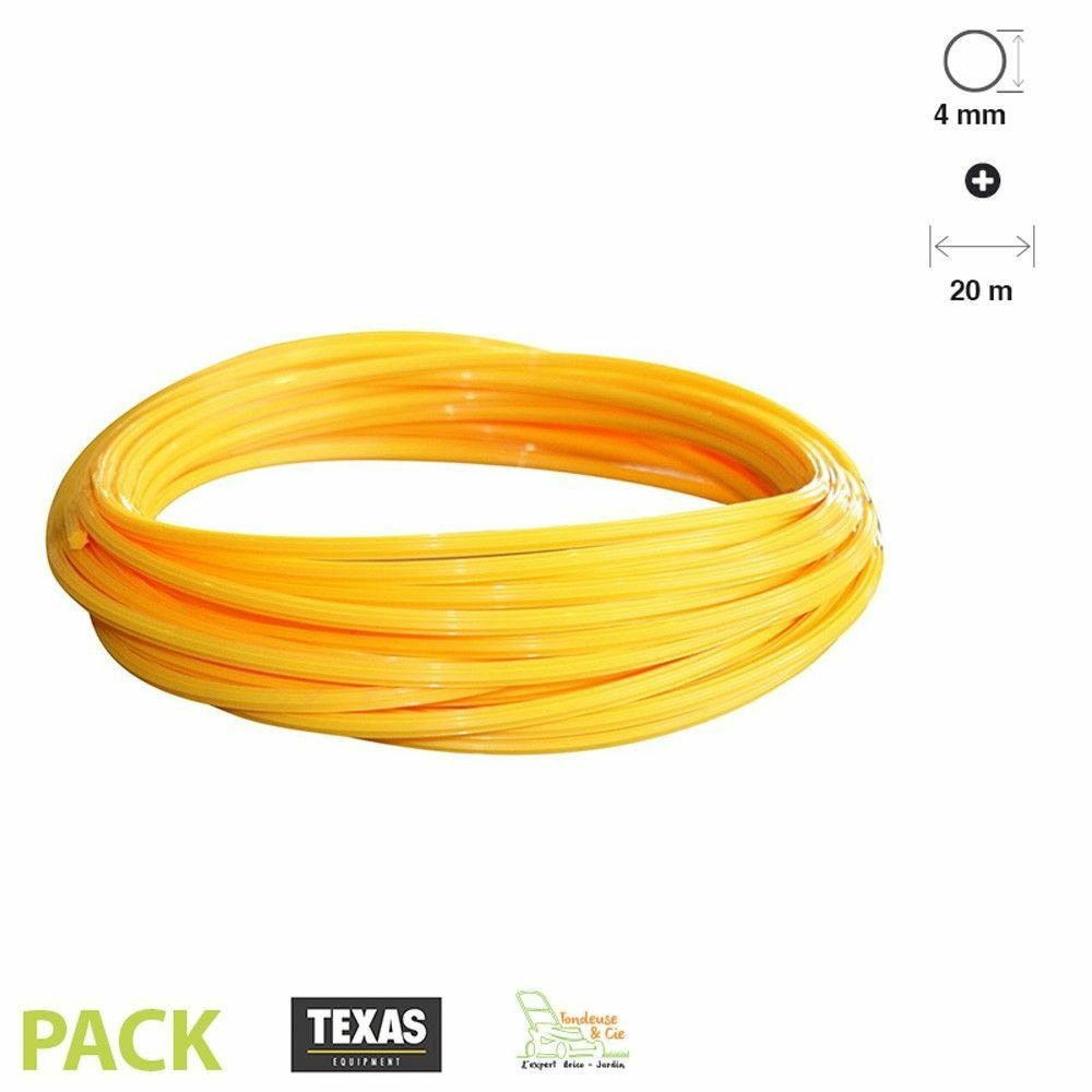 Fil débroussailleuse rond 4 mm ultra-résistant 20 mètres jaune texas