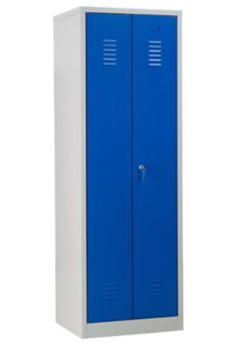 PROREGAL Garderobekast Camel 2 compartimenten & 1 slot HxBxD 180 x 60 x 50 cm Hangslot Grijs-Lichtblauw