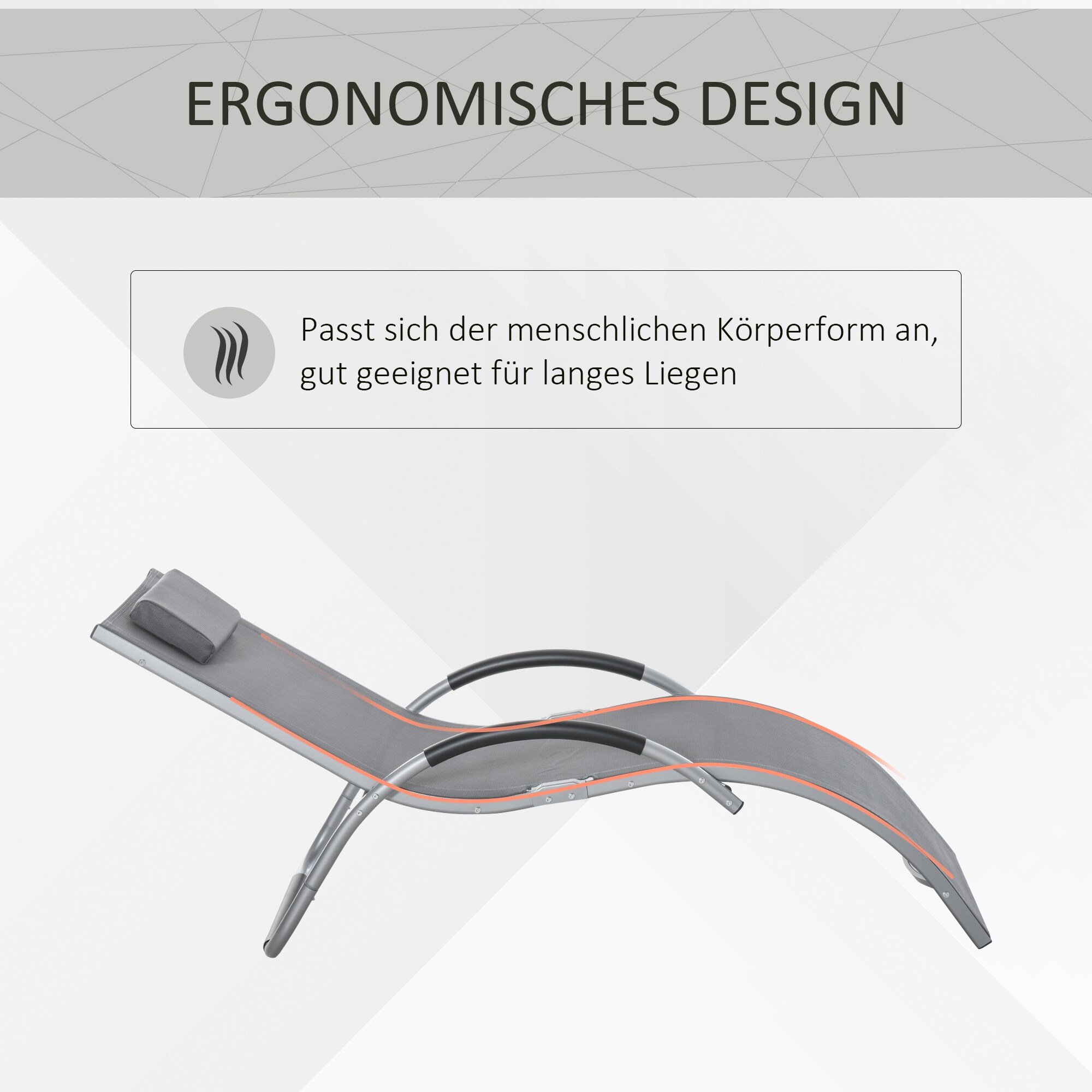 Outsunny Gartenliege mit Kissen 160 x 60 x 65 (LxBxH)