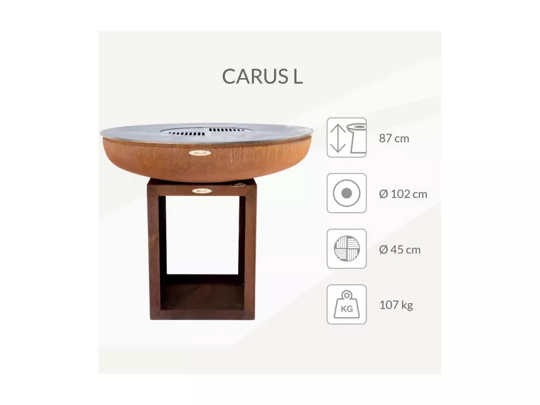 Barbecue brasero en acier Carus Diamètre 102 cm Hauteur 87 cm