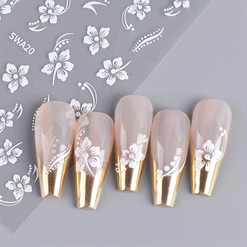 (192-tlg. Set) Nagel Sticker Nail Art Tattoo Selbstklebende Aufkleber Blumen - Bunt