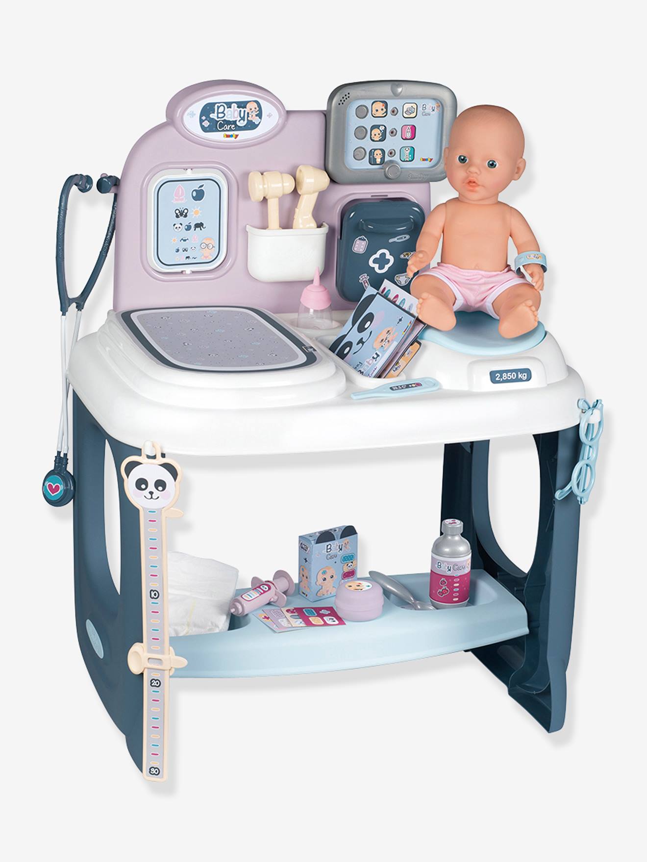 Centro de cuidados para bebês SMOBY, branco médio, liso com estampas.