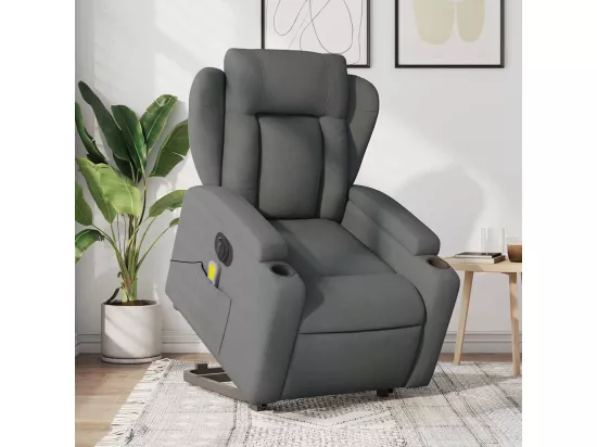 Fauteuil inclinable massant électrique Gris foncé Tissu