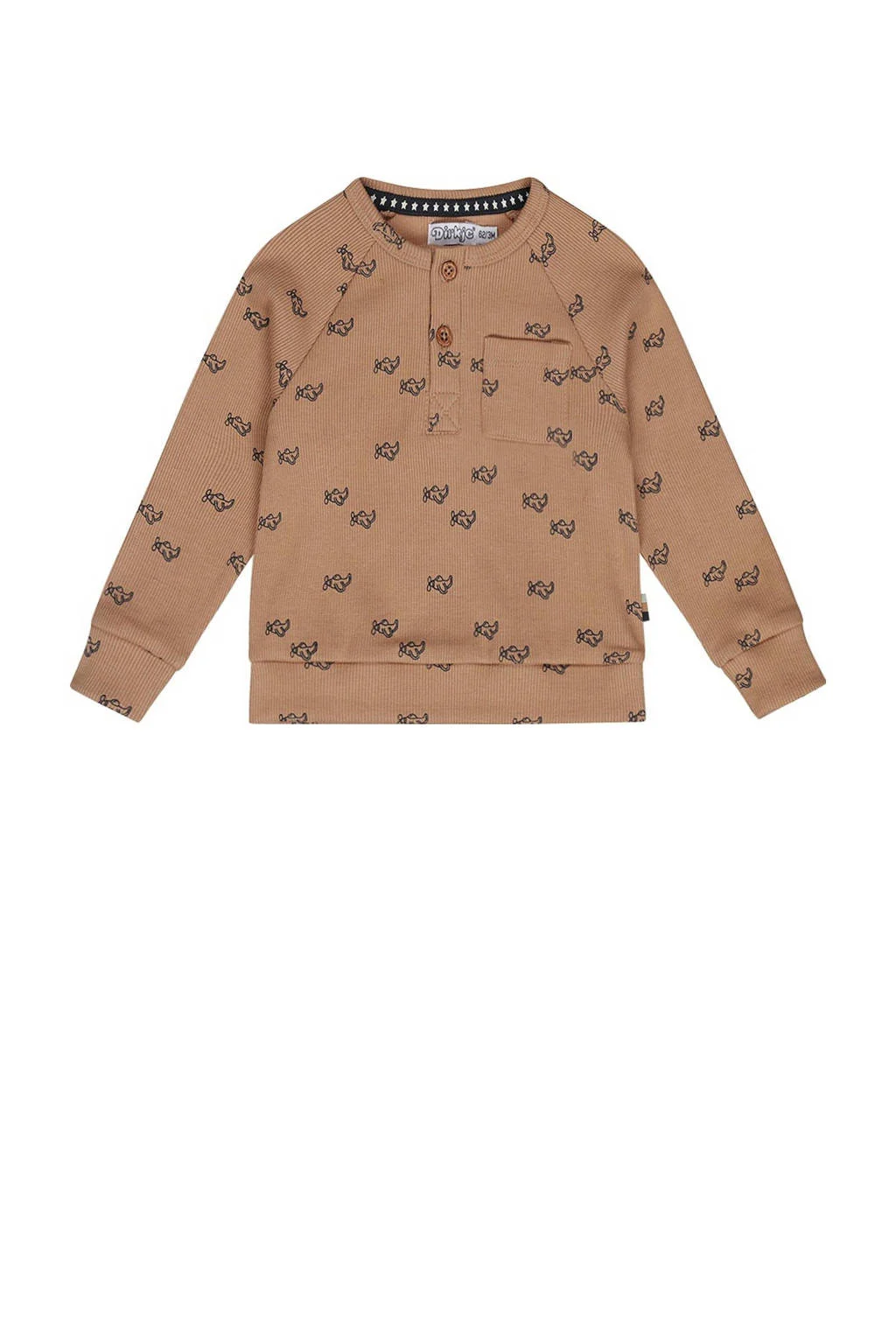 Dirkje longsleeve bruin rib gebreid