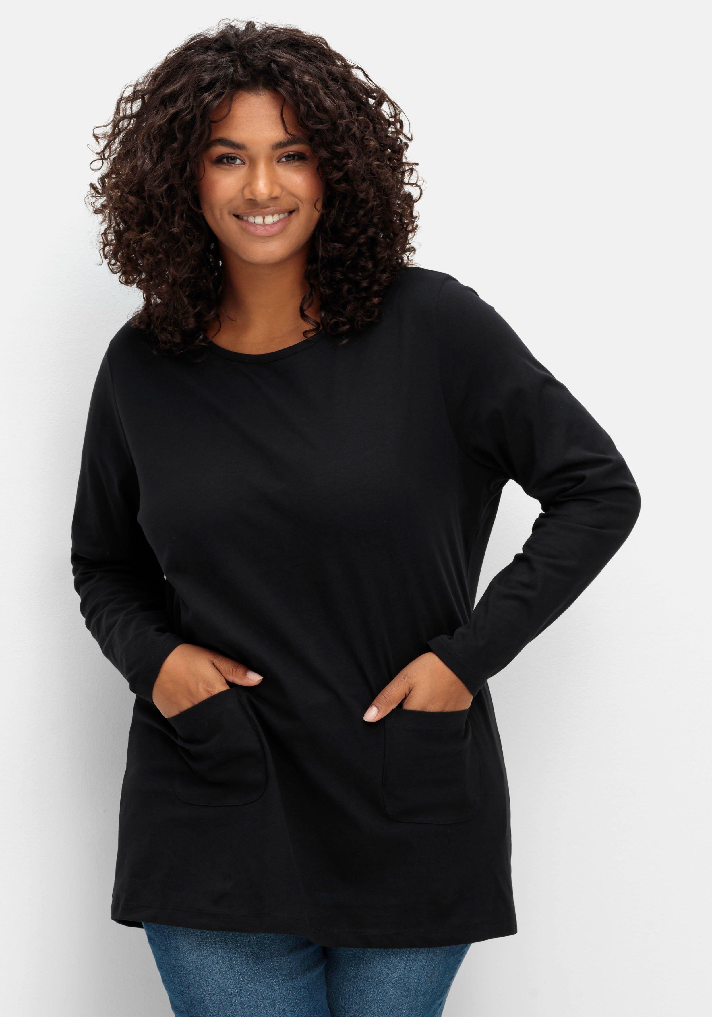 Longshirt mit aufgesetzten Taschen