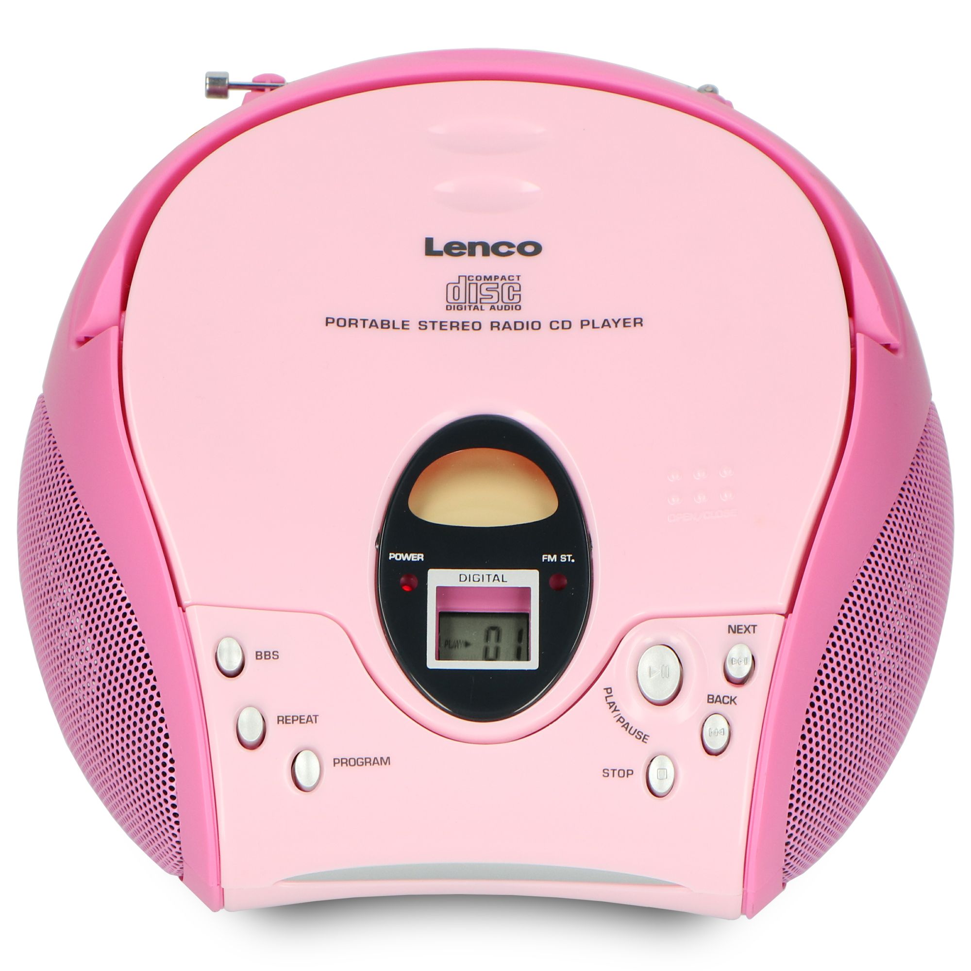 Lenco SCD-24 draagbare FM radio - Pink