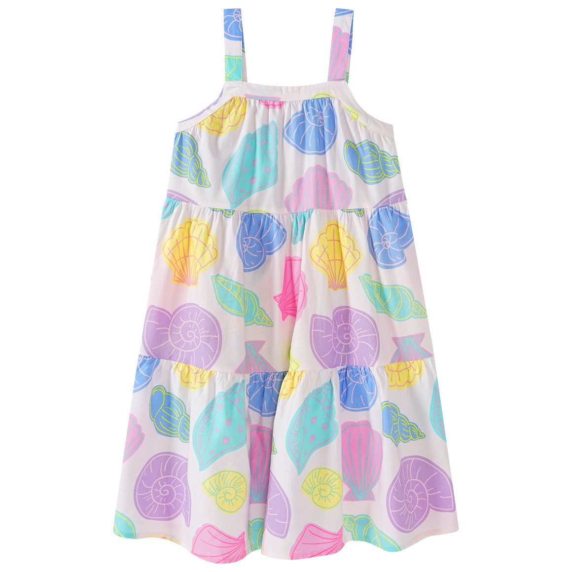 Topolino Mädchen Kleid mit bunten Muscheln weiss / bunt
