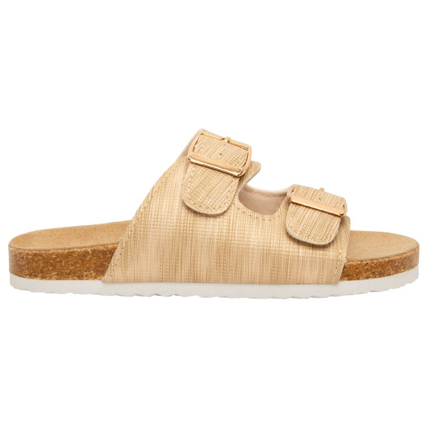 Sandales dorées à double boucles pour fille - Jaune