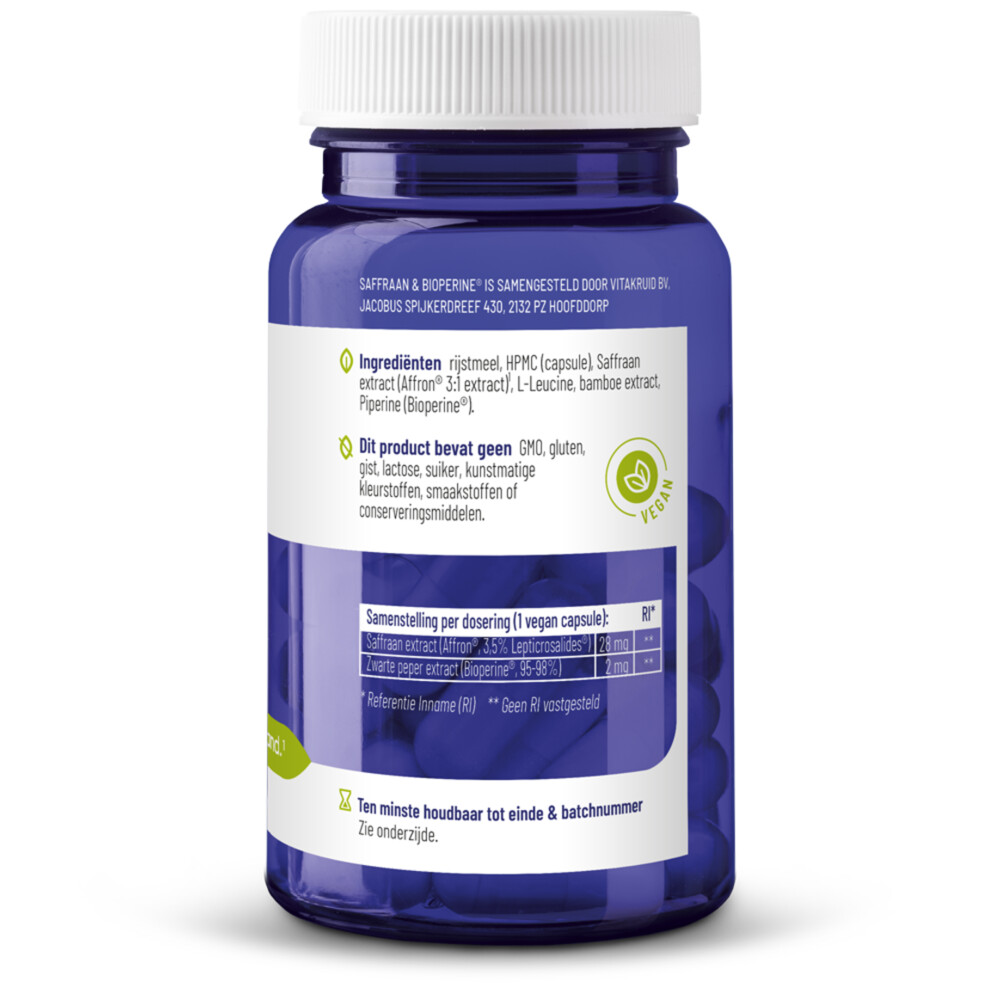 Vitakruid Saffraan 28 MG & Bioperine 60 vegacapsules