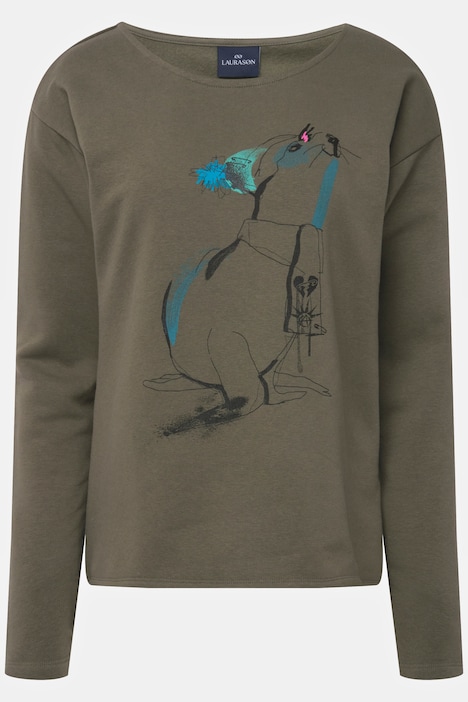 Sweatshirt, Robben-Print, Rundhals, Langarm