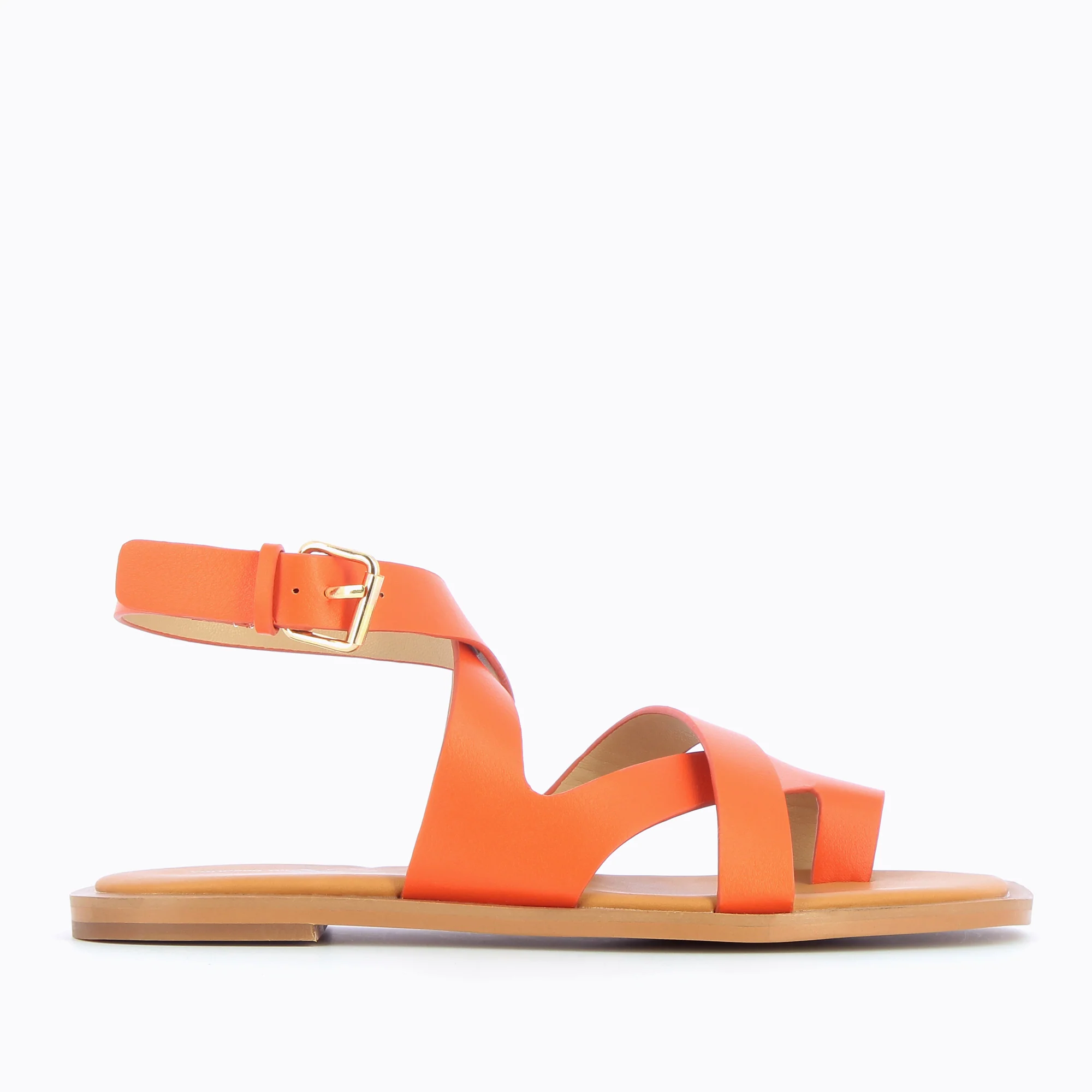 Sandales plates-Sandales plates Magali orange à passe-pouce