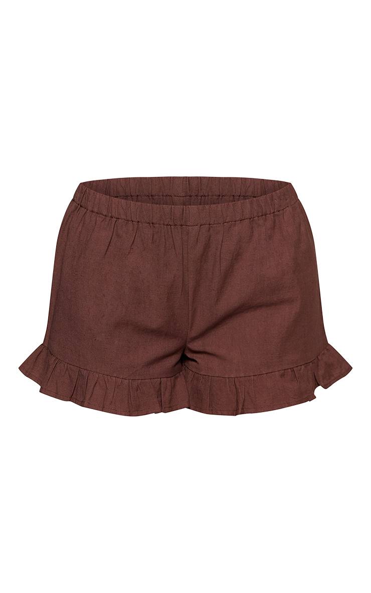 Marron Short À Volants En Coton Ensemble Coordonné