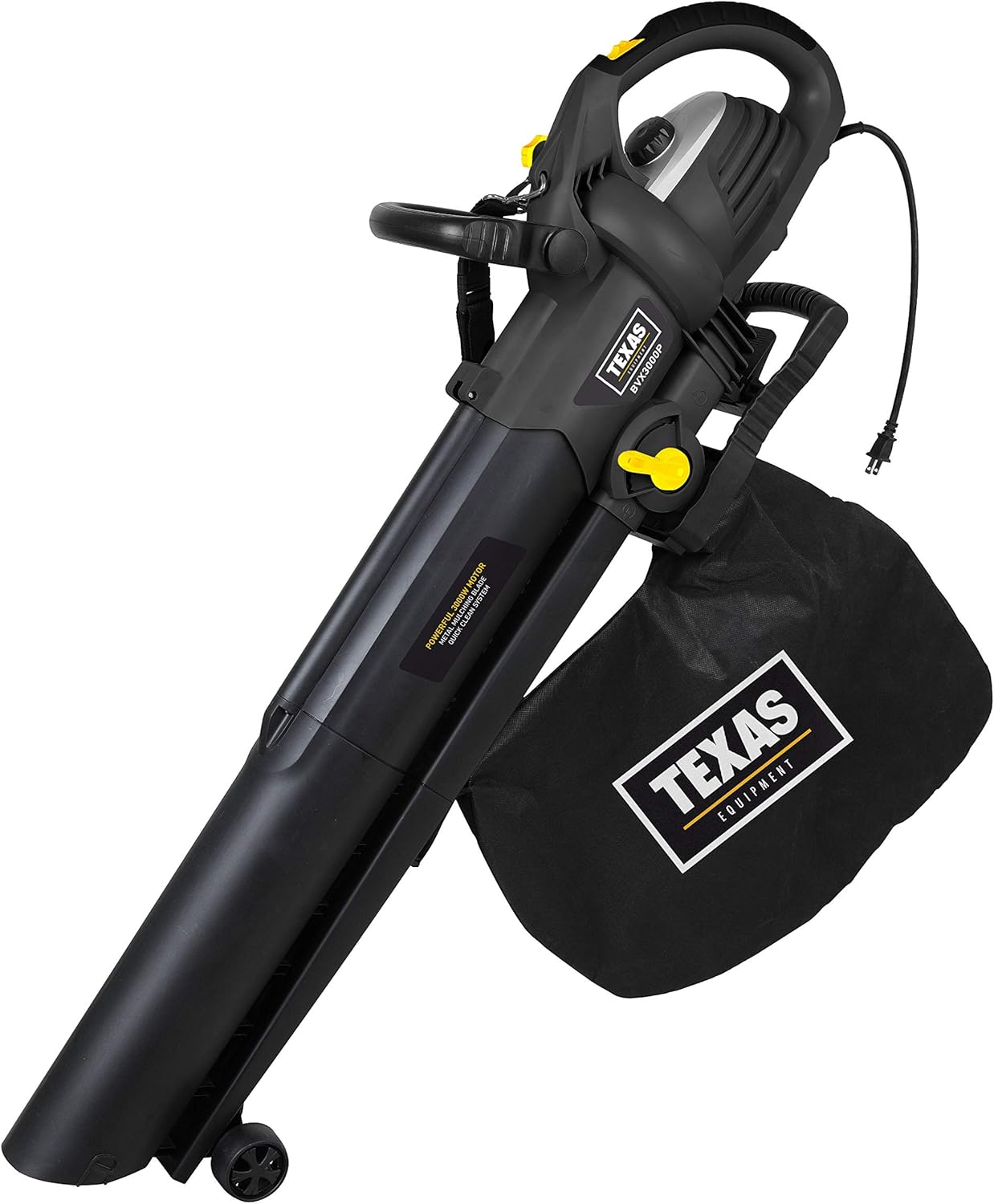 TEXAS BVX 3000P Laubsauger (Laubbläser, 3000 Watt Leistung, Integrierte Mulchfunktion, 30 Liter Fangsack)