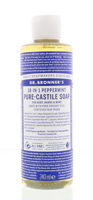 Dr Bronners Zeep Vloeibaar Pepermunt 240ml