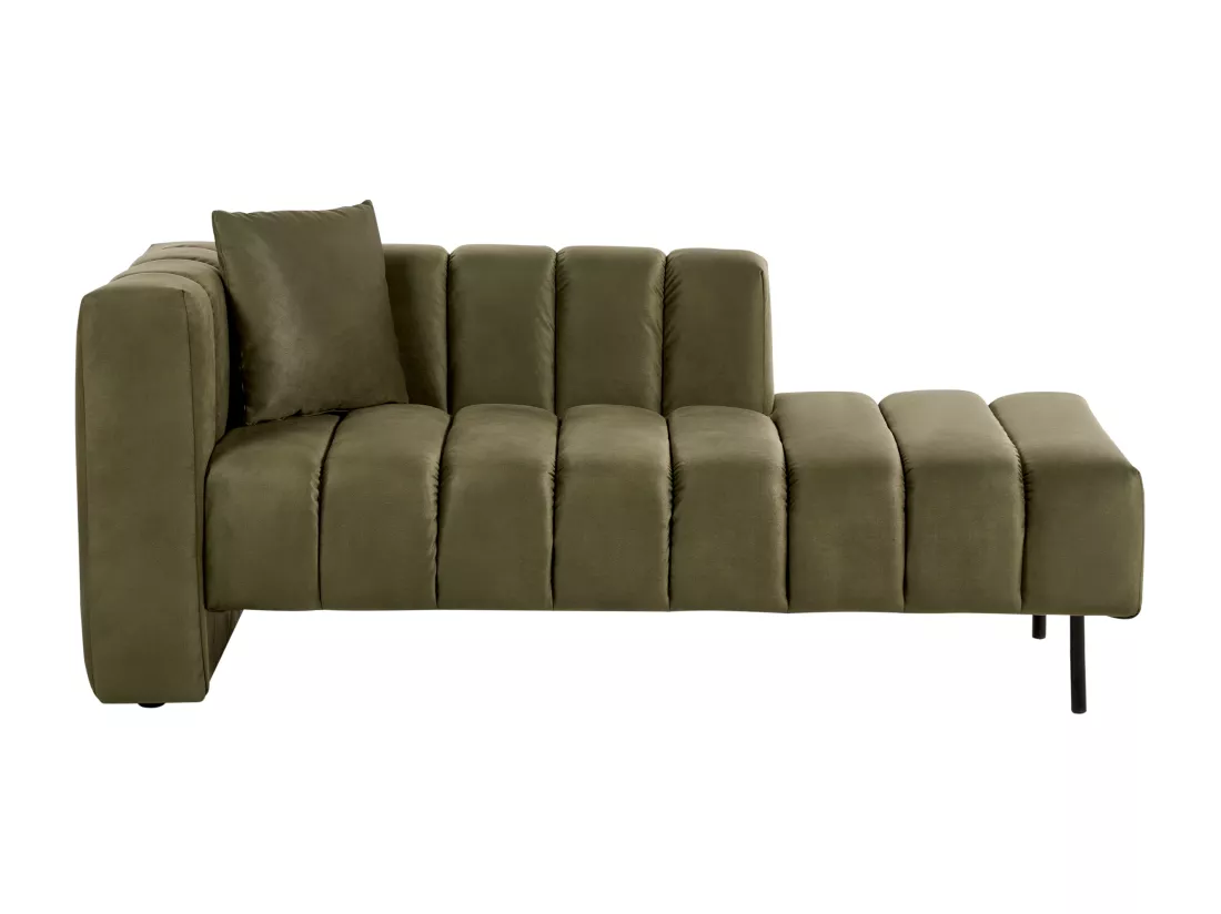 Chaise longue côté droite en velours vert olive LANNILS