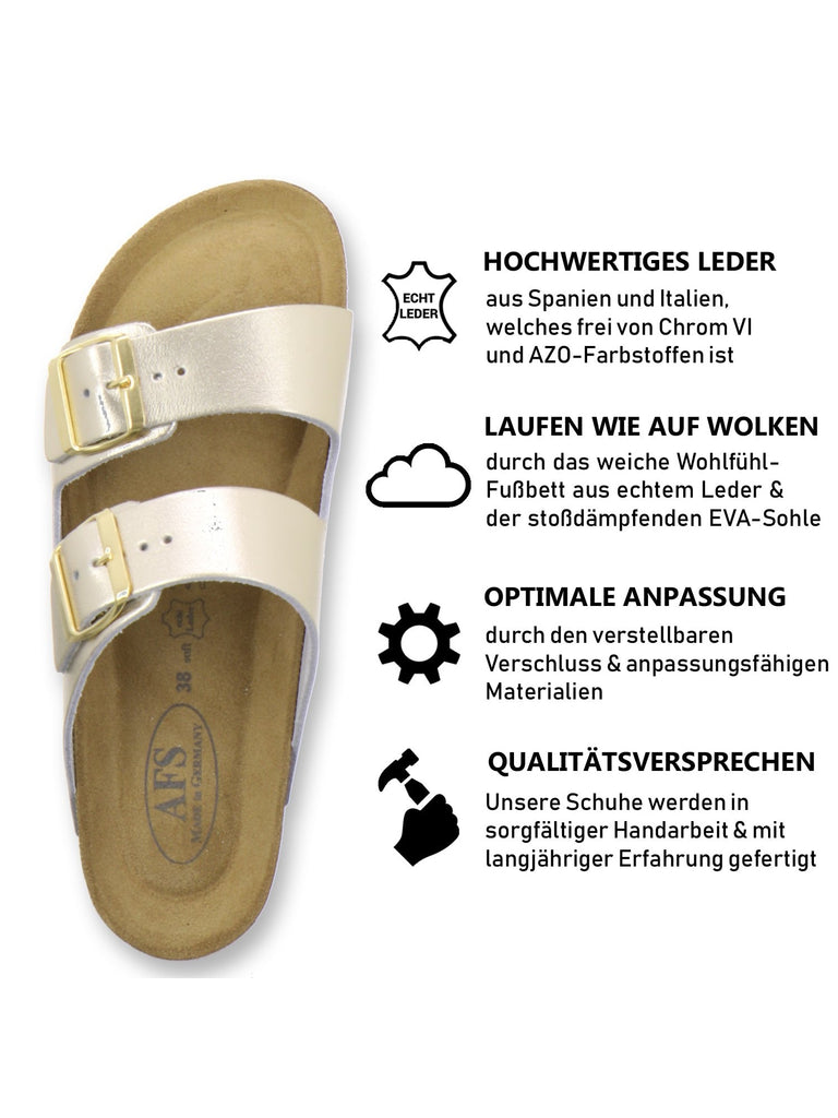 Pantoletten Damen Zweischnaller gold