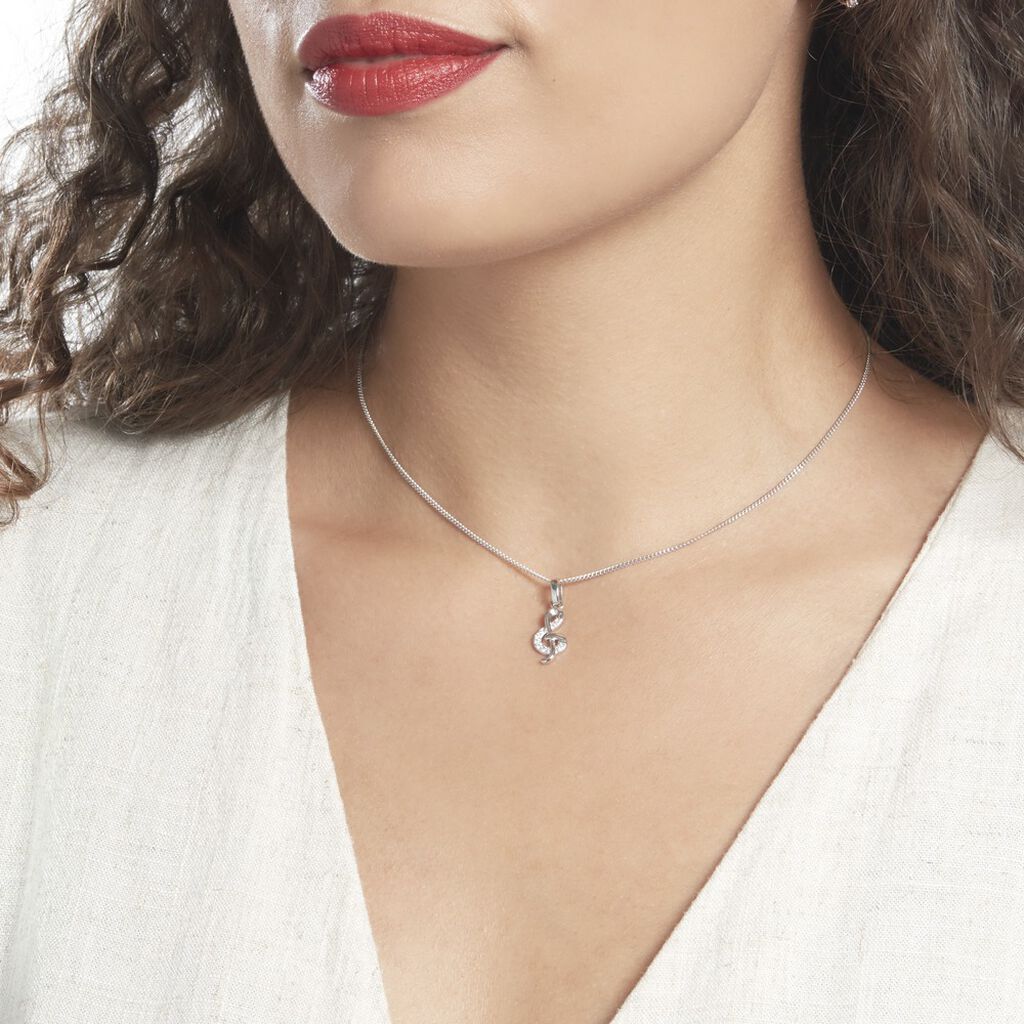 Pendentif Amelot Argent Blanc Oxyde De Zirconium