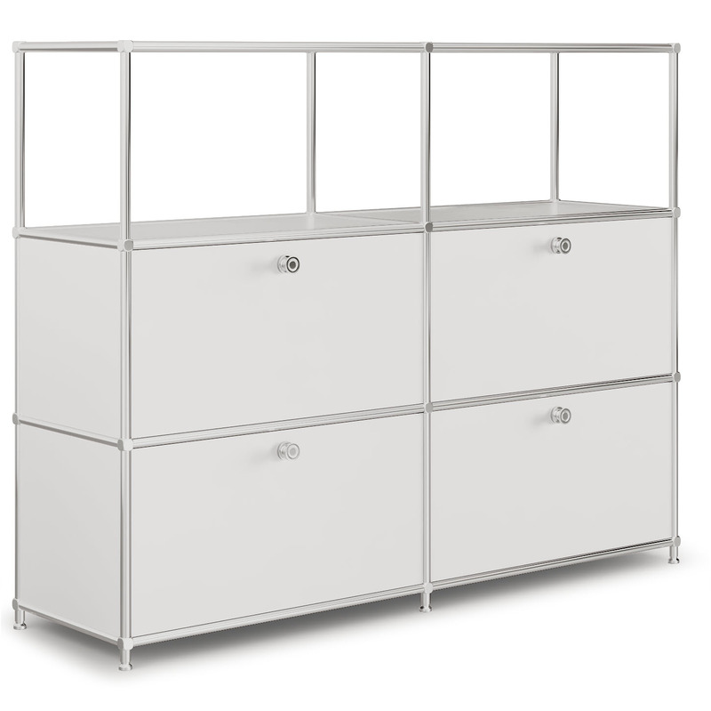 Highboard VEROM, 4 Klapptüren, 2 Fächer ohne Rück- und Seitenwände, weiss