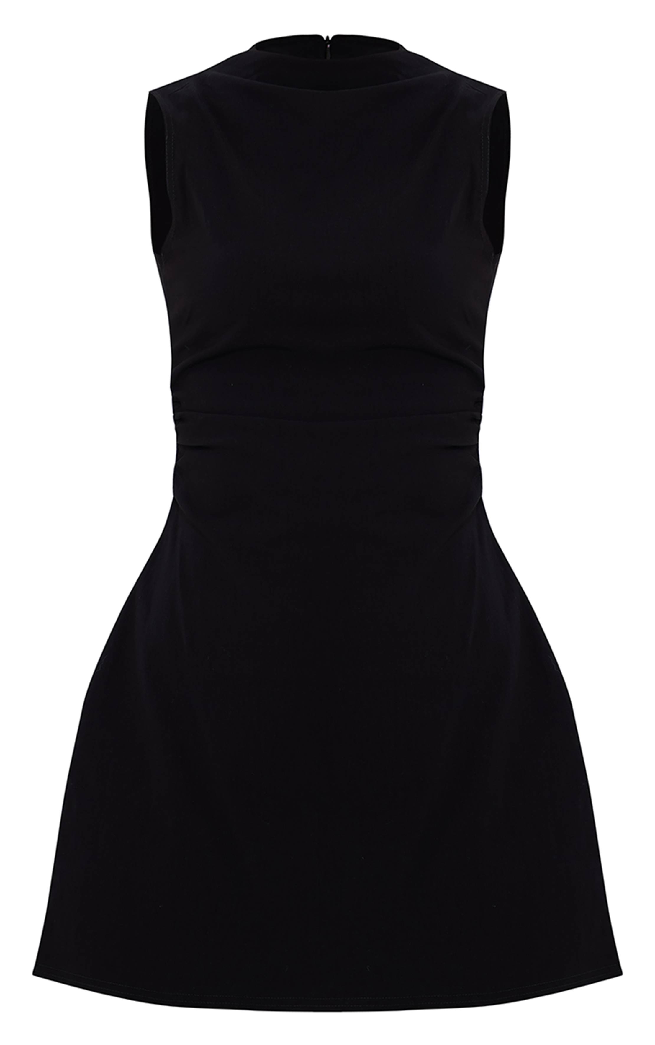 Noir Robe Moulante En Tissu Stretch Avec Détails Froncés