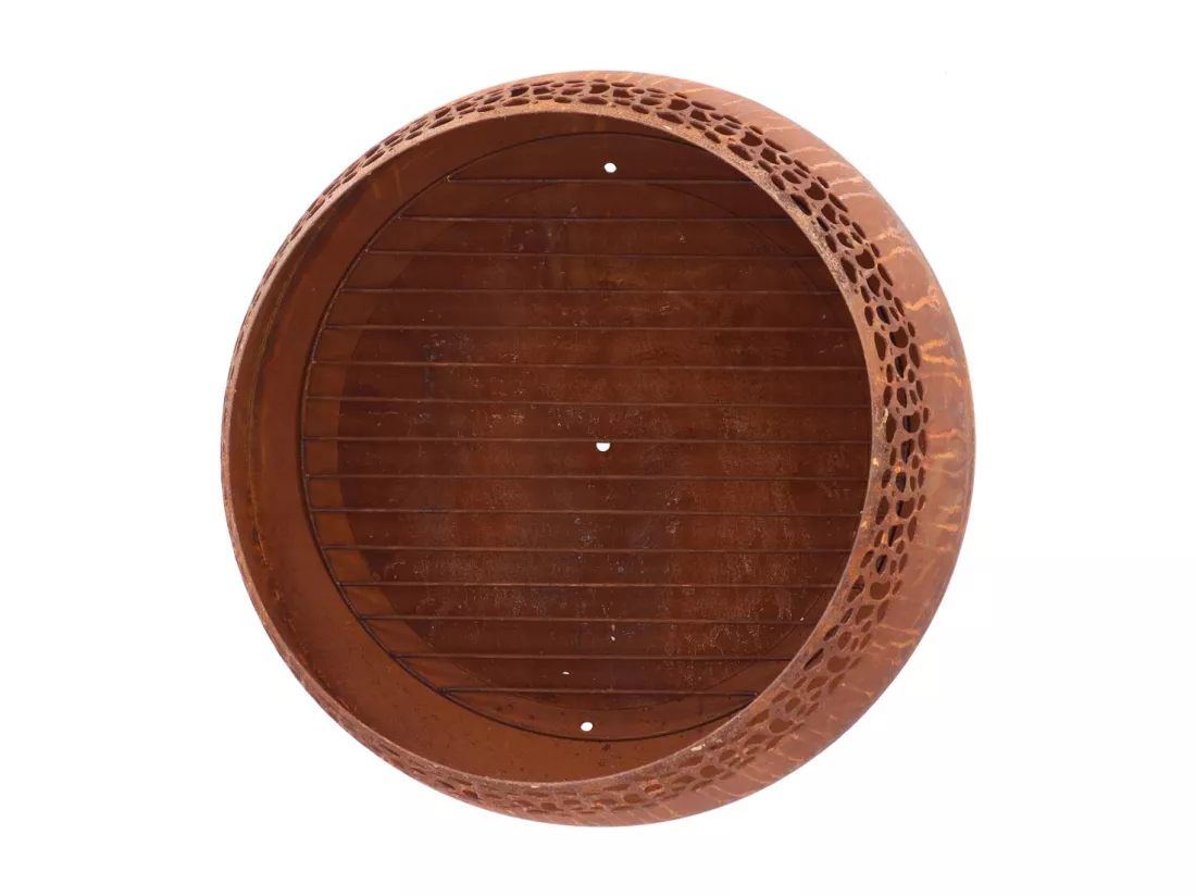 Brasero sphère design en métal Rouille - Ajouré pois