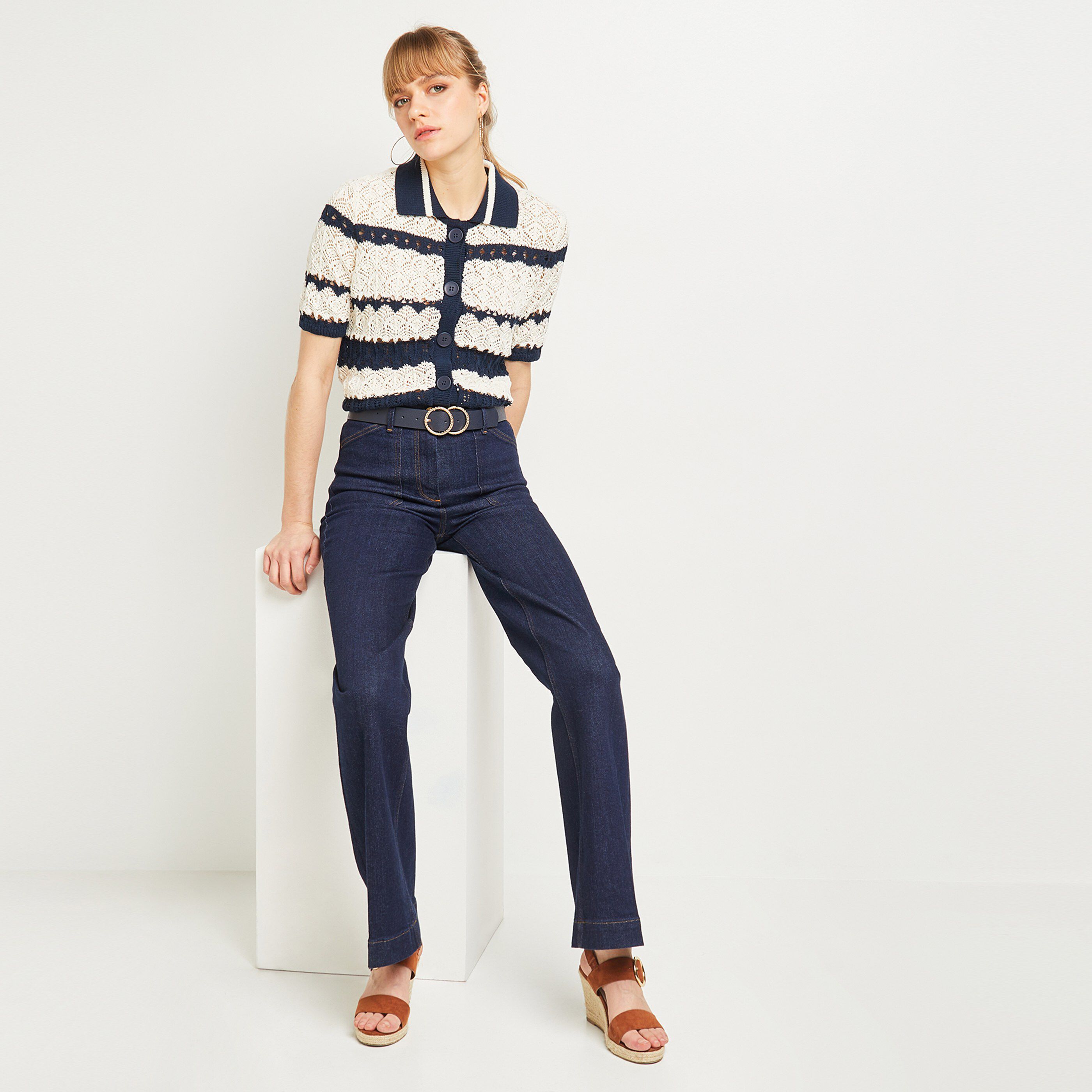 Gilet ajouré femme - MARINE