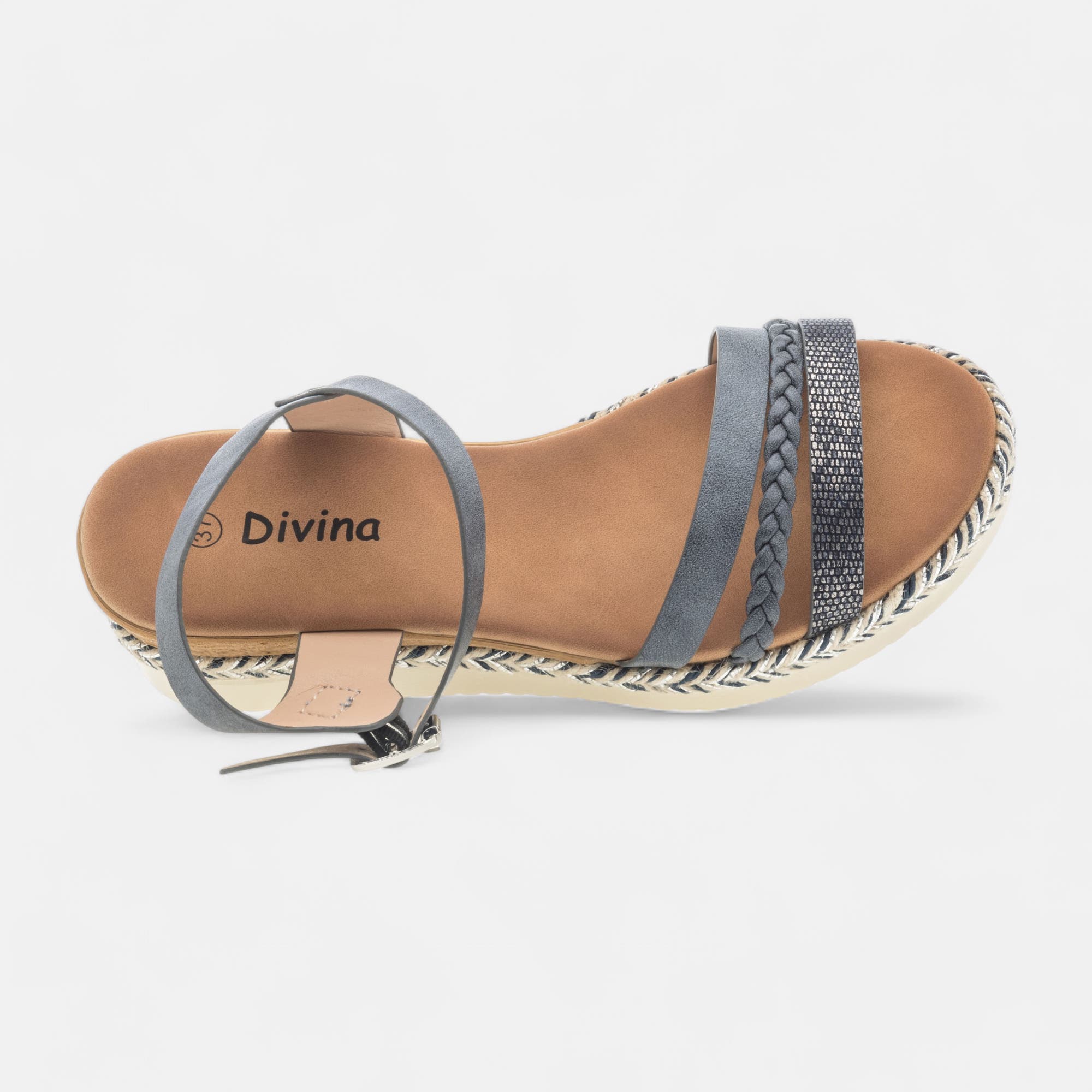 Sandales à talon compensé Femme bleu