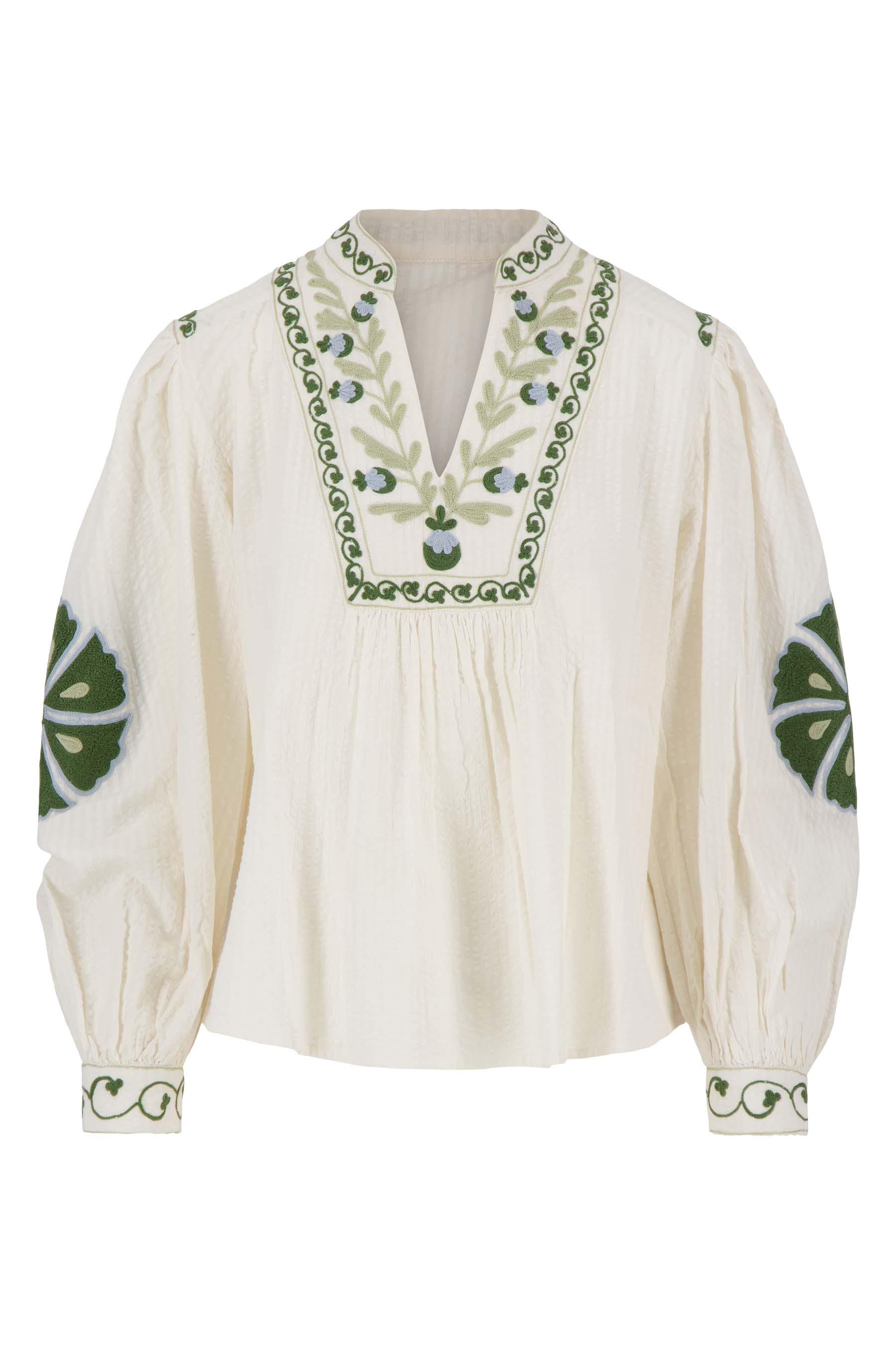 seersucker blouse met bloemen