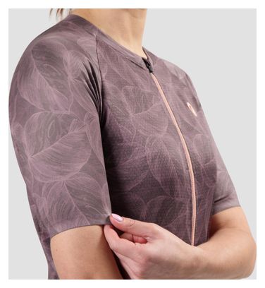 Maillot Manches Courtes Vélo Rogelli Essential Graphic II Bordeaux/Corail Femme