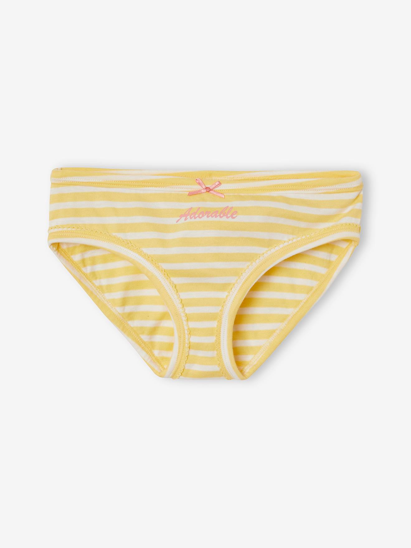 Pacote com 7 calcinhas brancas estampadas para meninas