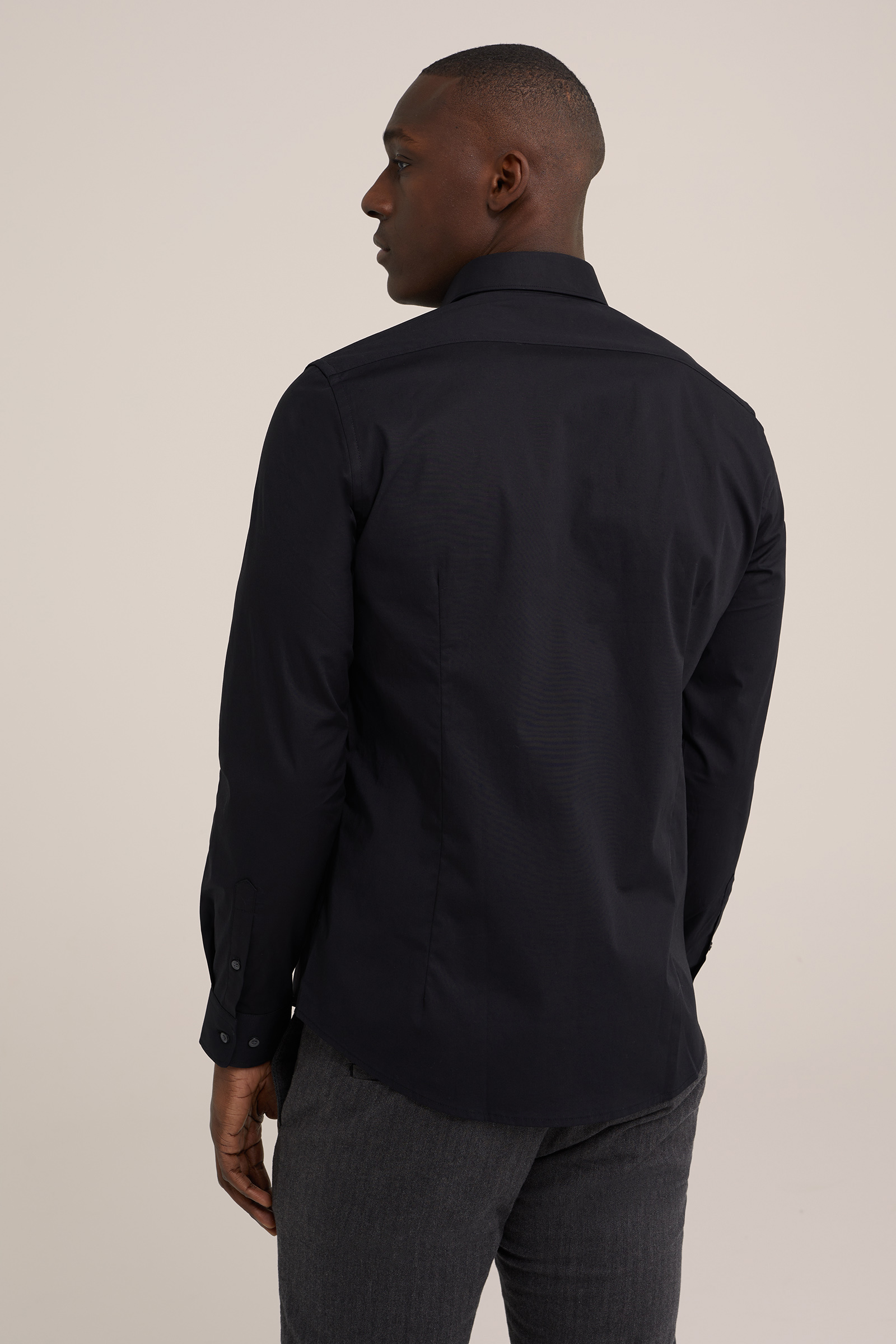 tall fit overhemd met stretch Fundamentals Zwart