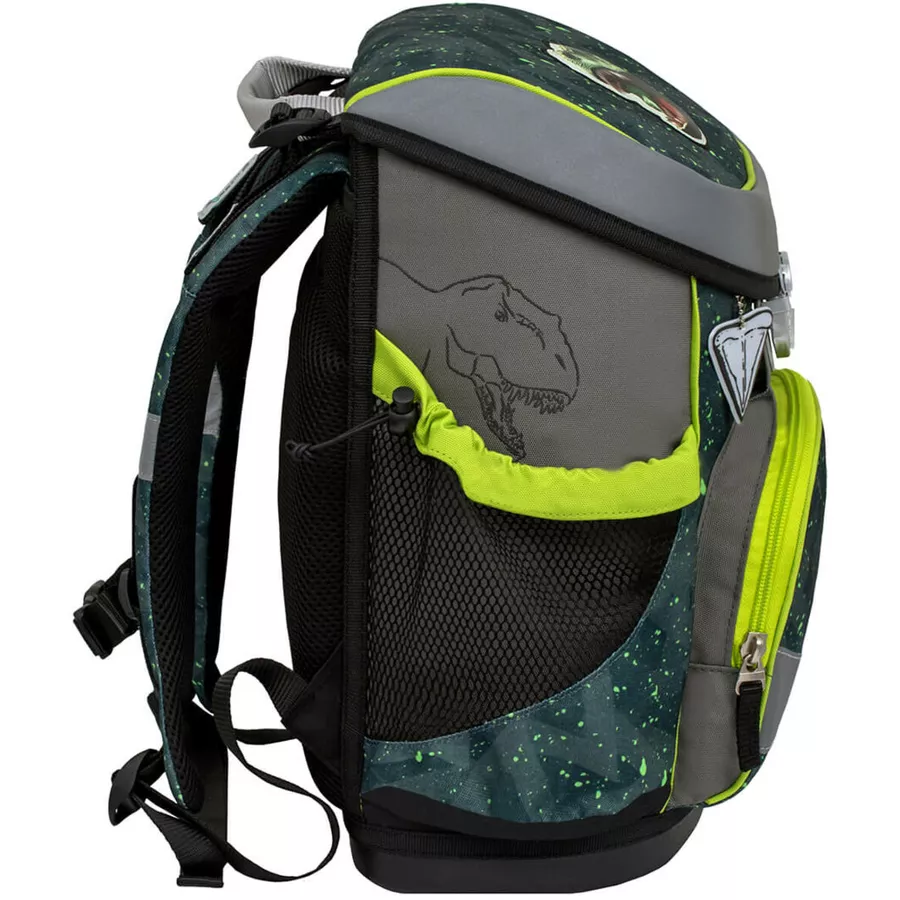 Belmil Schulranzen Mini Fit Schulranzen Set 4-teilig mit Brustgurt T-rex Roar