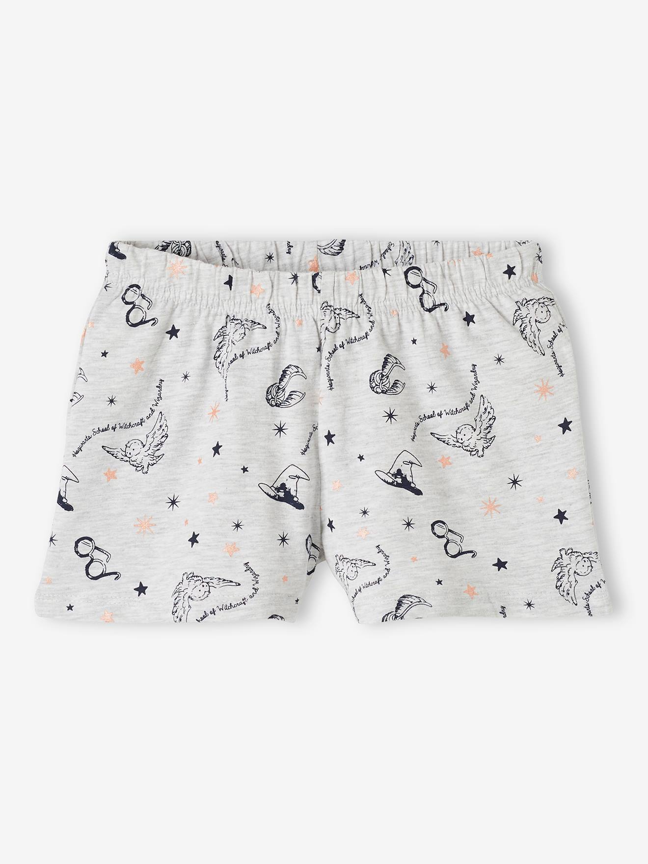 Conjunto de pijama cinza claro com estampa do Harry Potter® e shorts.