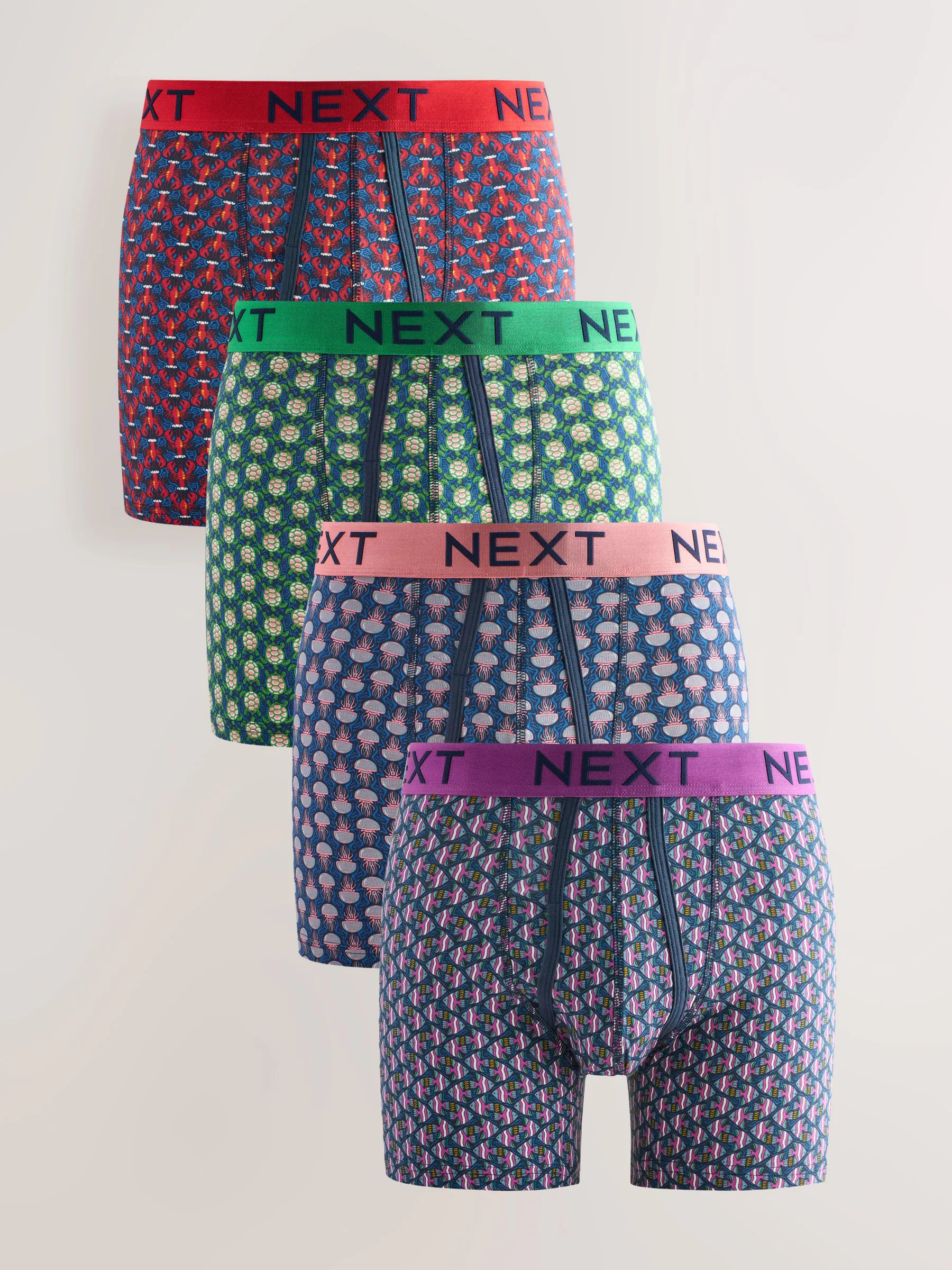 Navy Sealife Geo - Animal - 4 Boxershorts zonder plooi