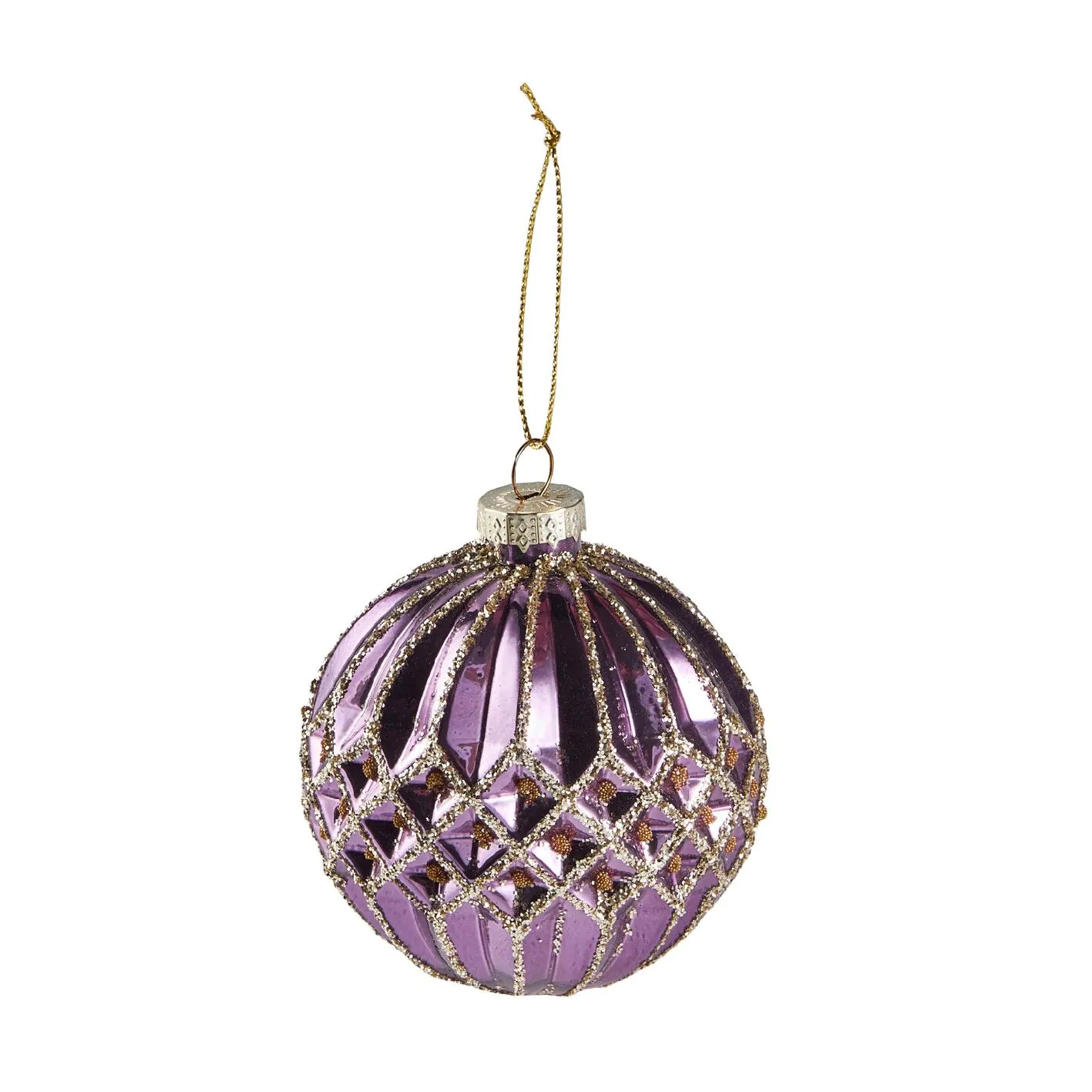 Weihnachtskugel Dekor, Rauten/lila, 8 cm