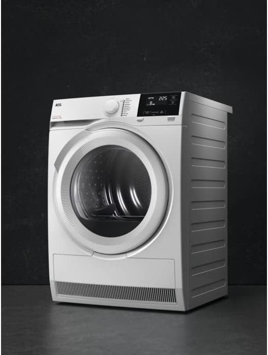 AEG Wärmepumpentrockner 8 kg, Serie 7000: SensiDry schonendes & energiesparendes Trockenverfahren,neue Energiekl. E, Mengenautomatik, Schontrommel, Wechselnde Drehrichtung, Knitterschutz, TR7T60580