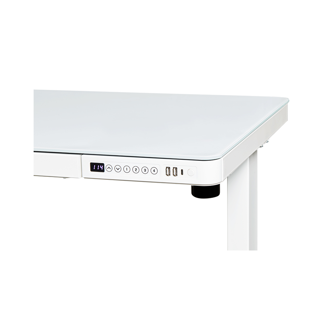 CONTINI höhenverstellbarer Bürotisch 120 x 60 cm weiss, Glasoberfläche